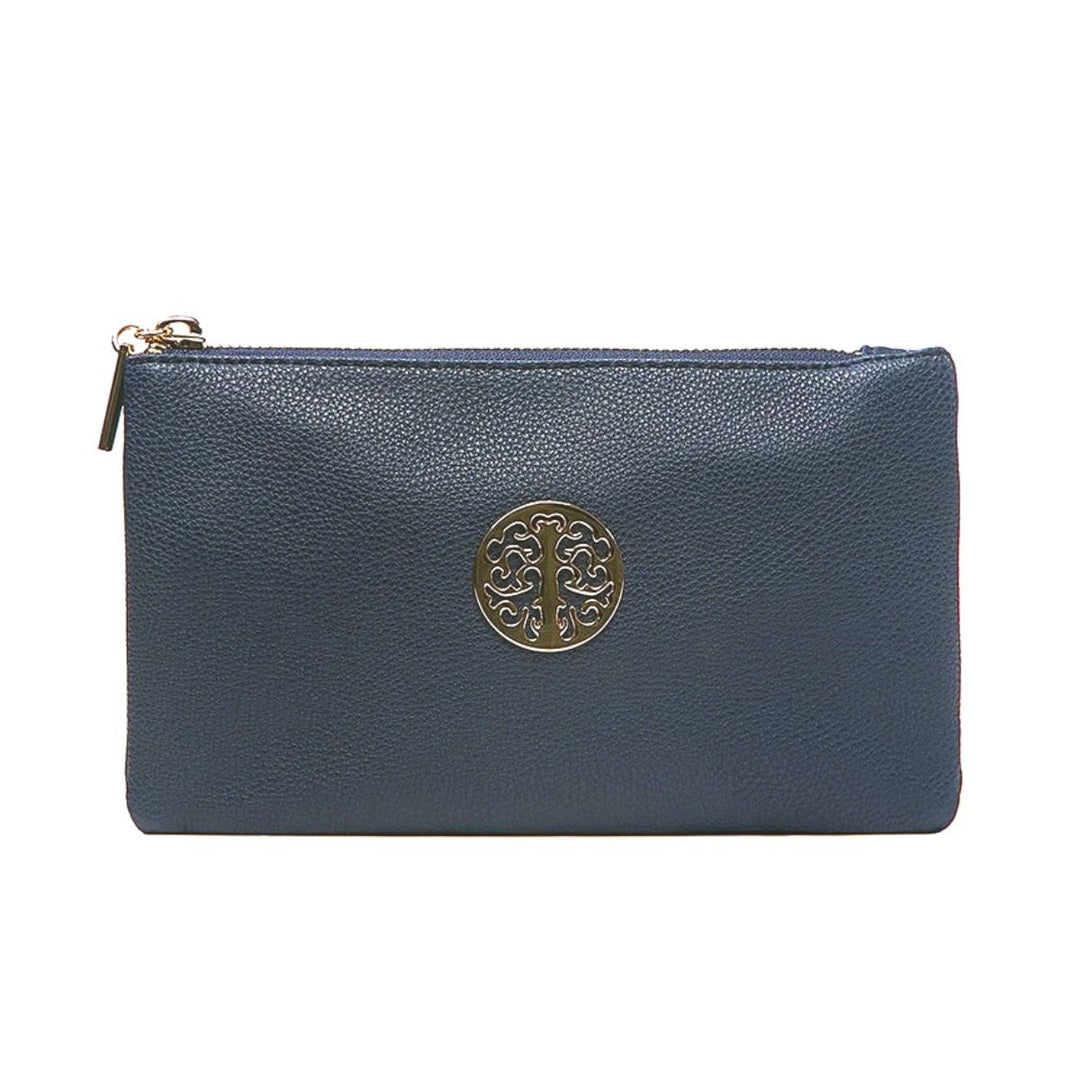 Tree Of Life Handbag Faux Leather Navy Blue - Sugarplum Boutique