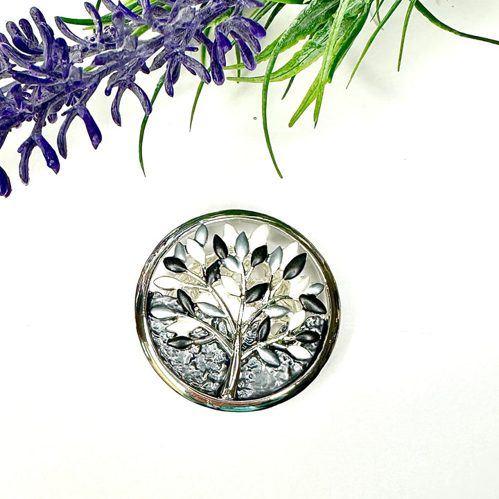 Tree Of Life Magnetic Brooch Grey - Sugarplum Boutique