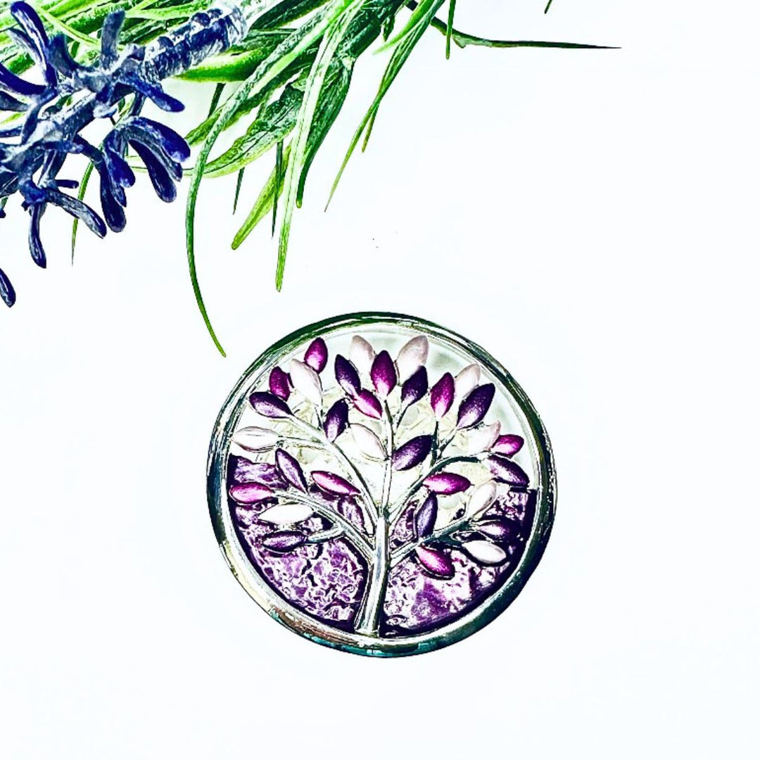 Tree Of Life Magnetic Brooch Purple - Sugarplum Boutique