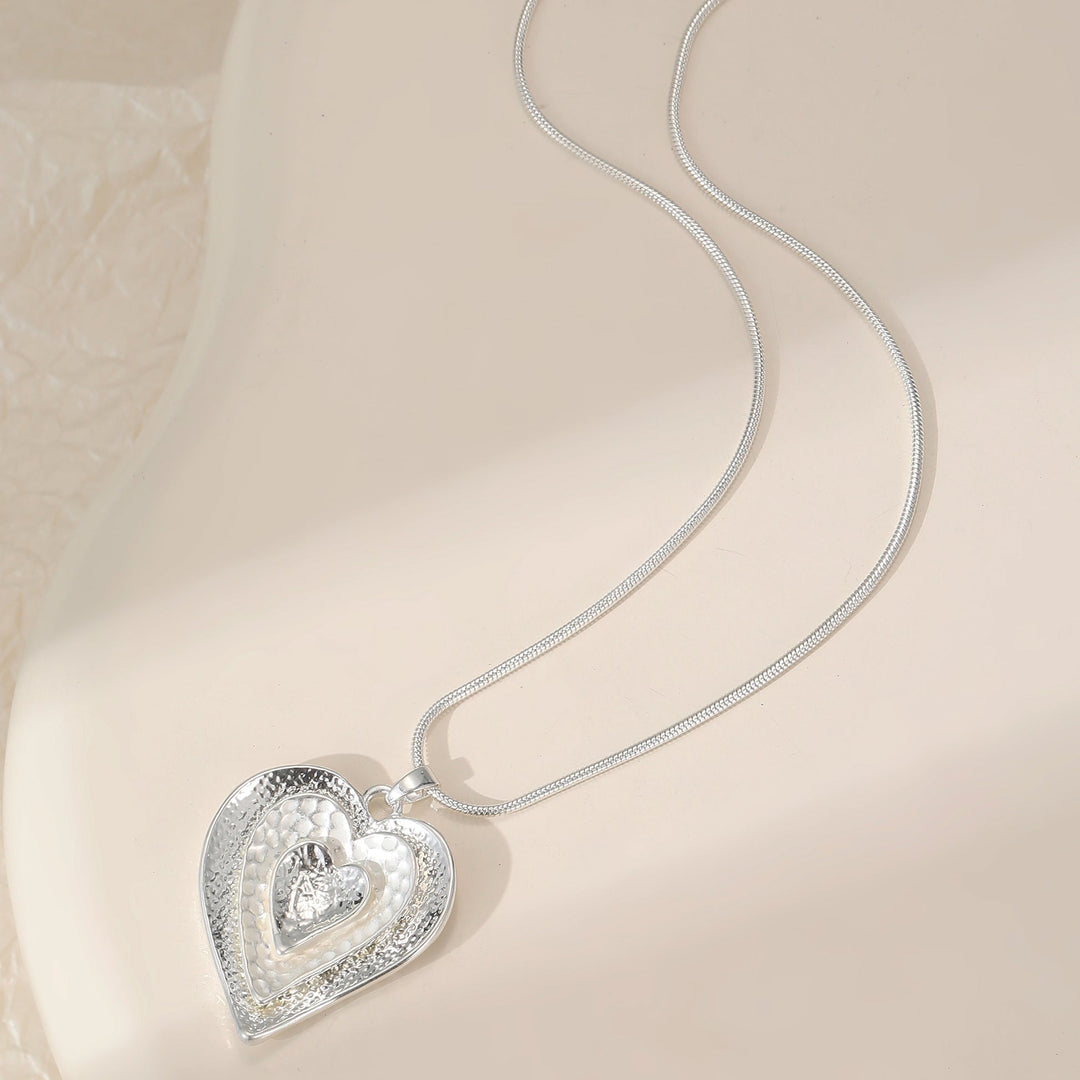 Triple Heart Silver Short Necklace - Sugarplum Boutique