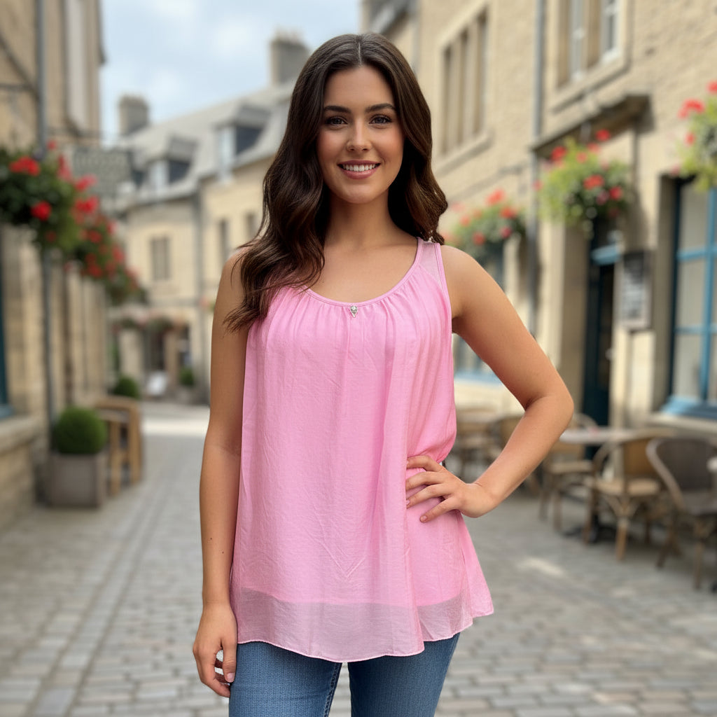 Trixie Vest Top Bubblegum Pink - Sugarplum Boutique
