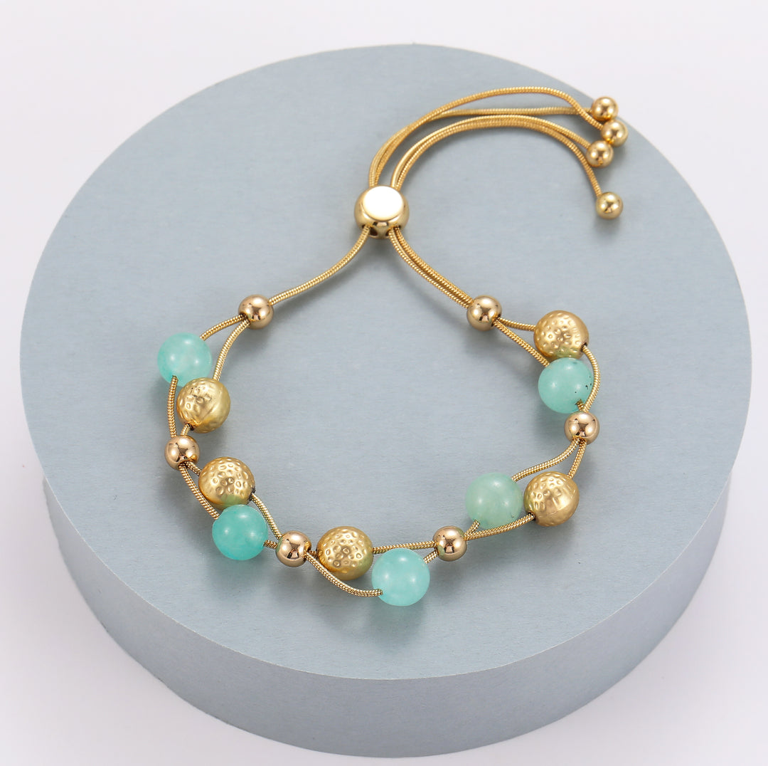 Turquoise Beaded Friendship Bracelet Gold - Sugarplum Boutique