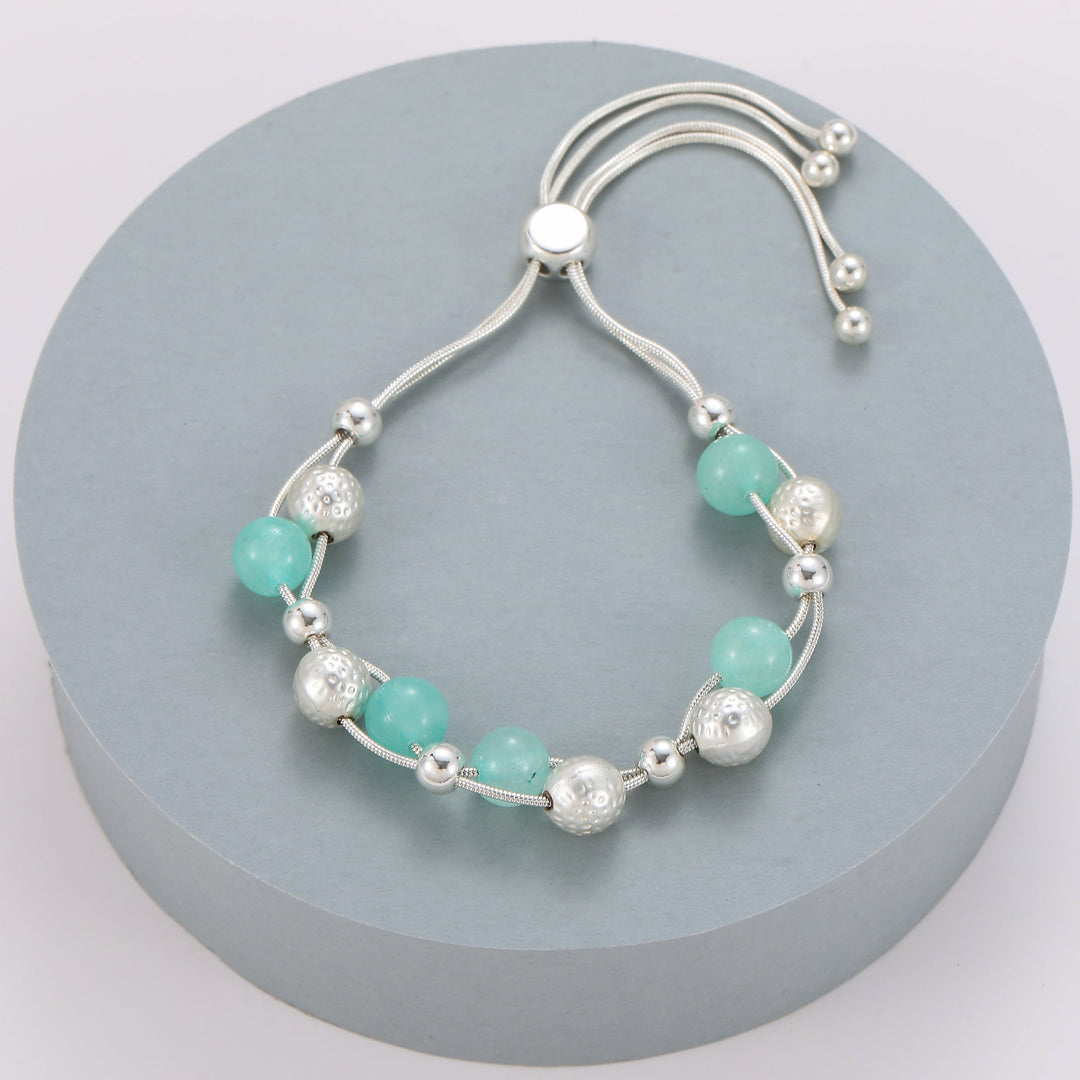 Turquoise Beaded Friendship Bracelet Silver - Sugarplum Boutique