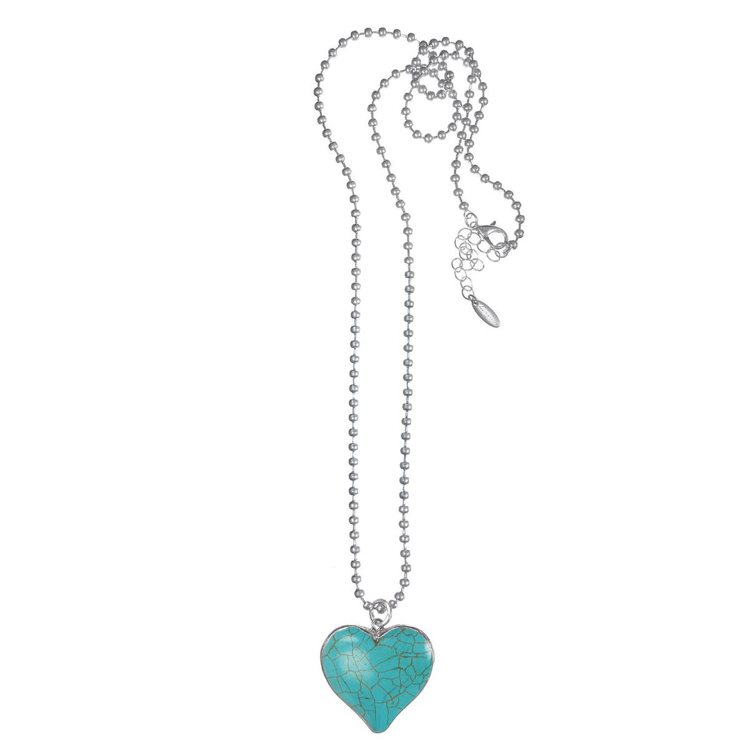 Turquoise Heart Long Necklace - Sugarplum Boutique