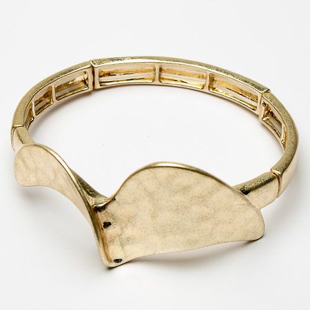 Twisted Effect Pale Gold Stretch Bangle - Sugarplum Boutique