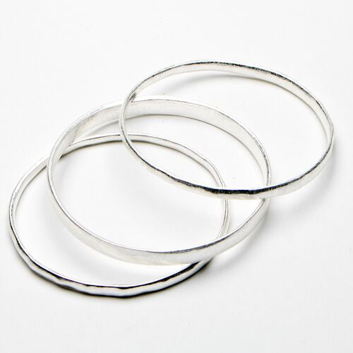 Tyler Silver Triple Burnished Bangle Set - Sugarplum Boutique