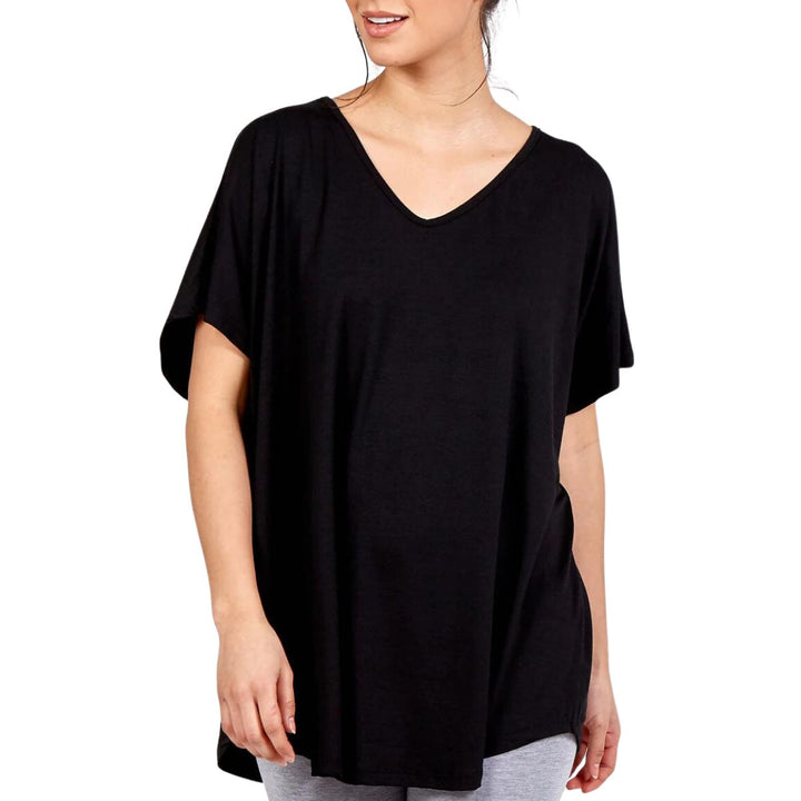 Valeria V Neck T-Shirt Black - Sugarplum Boutique