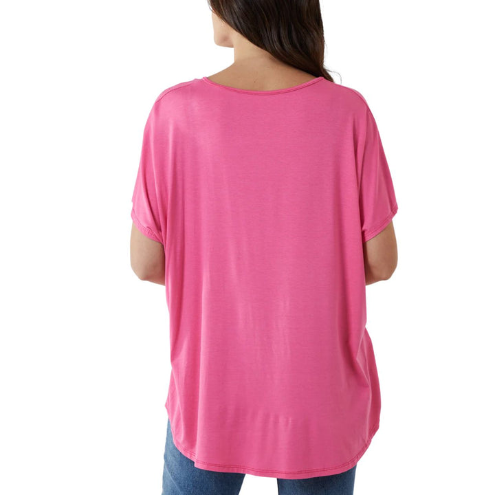 Valeria V Neck T-Shirt Loose Fit Bubblegum Pink - Sugarplum Boutique