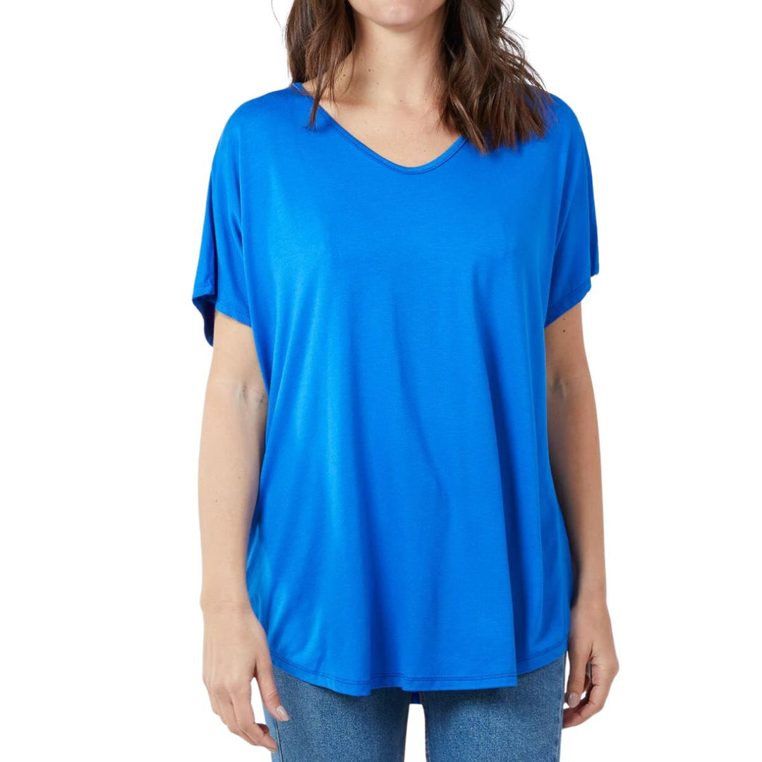 Valeria V Neck T-Shirt Royal Blue - Sugarplum Boutique