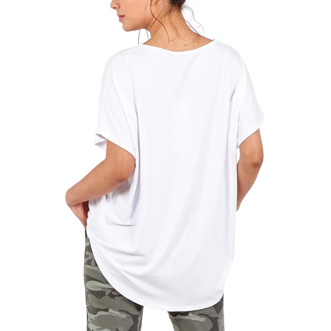 Valeria V Neck T-Shirt White - Sugarplum Boutique