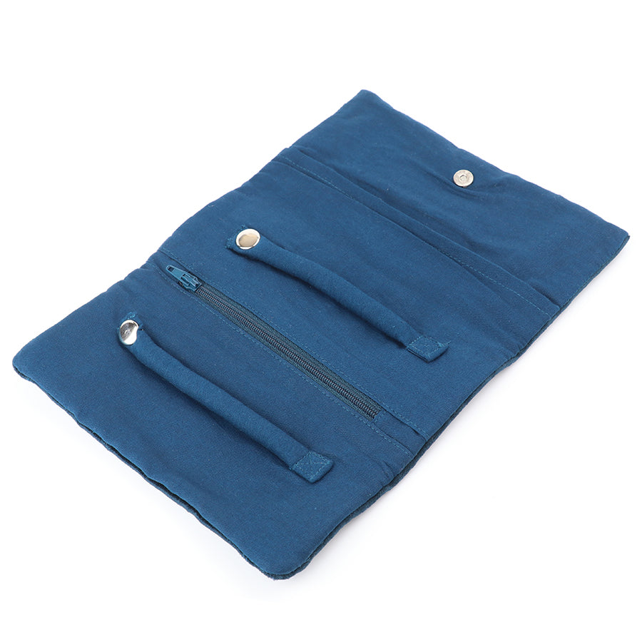 Velvet Navy Blue Sealife Jewellery Roll - Sugarplum Boutique