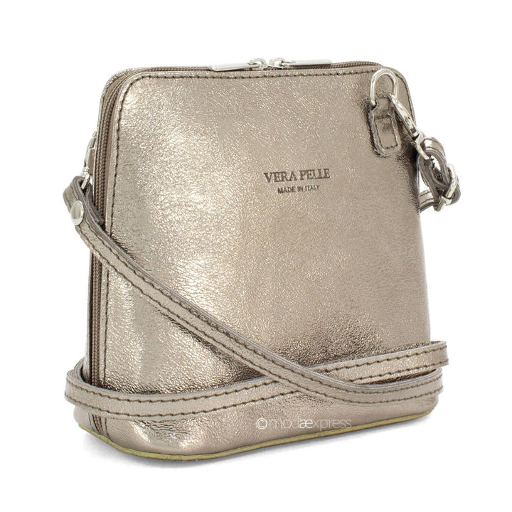 Venus Metallic Leather Crossbody Bag Bronze - Sugarplum Boutique