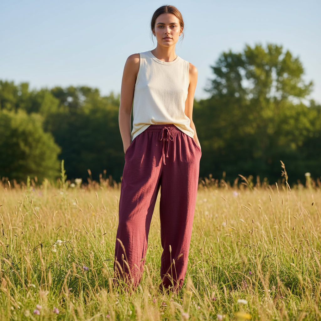 Verity Relaxed Fit Burgundy Harem Trousers - Sugarplum Boutique