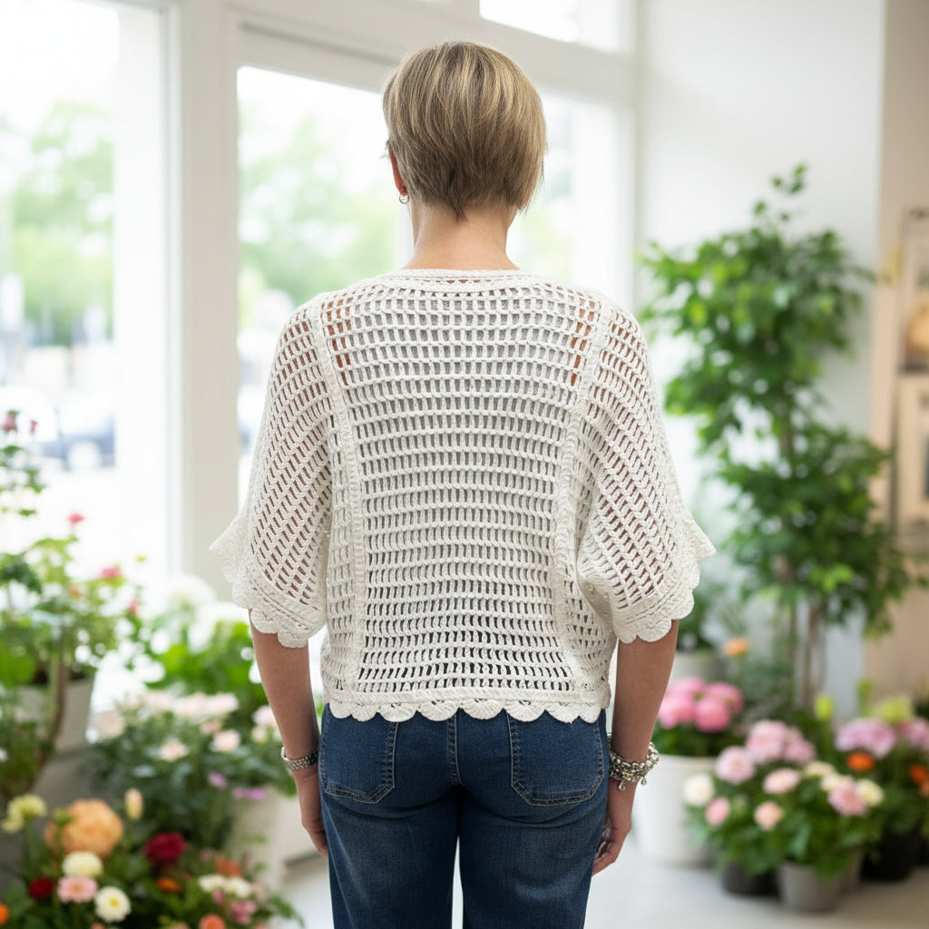 Vicky White Cotton Crochet Top- Sugarplum Boutique