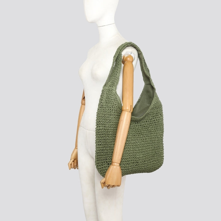 Virginia Summer Woven Tote Style Bag Khaki Green - Sugarplum Boutique