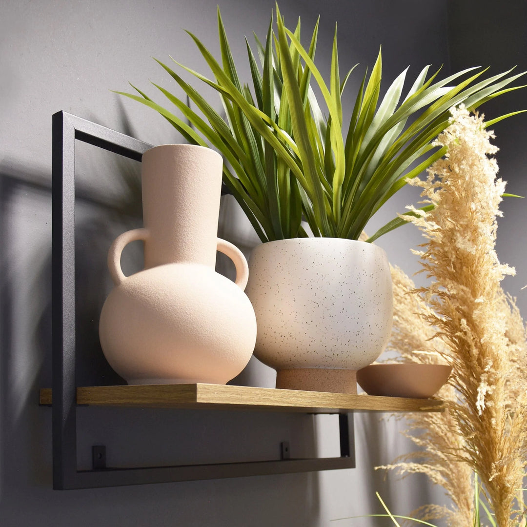 Wall Mounted Shelf Wood With Metal Frame 50x35cm - Sugarplum Boutique