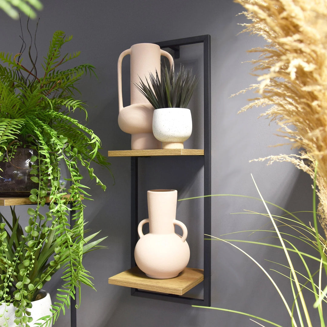 Wall Mounted Shelf Wood With Metal Frame - Sugarplum Boutique