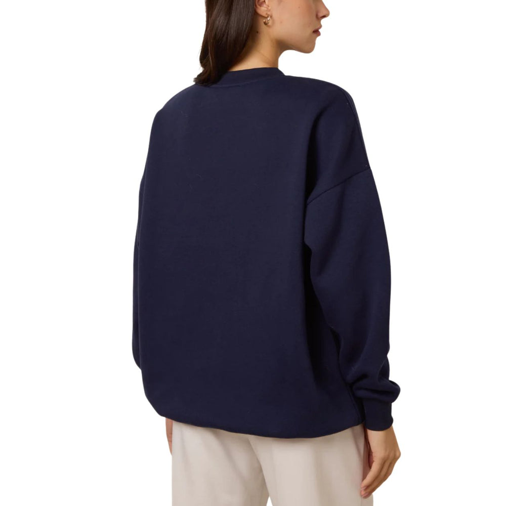 Weekend Navy Blue Crew Neck Motif Cotton Sweatshirt - Sugarplum Boutique
