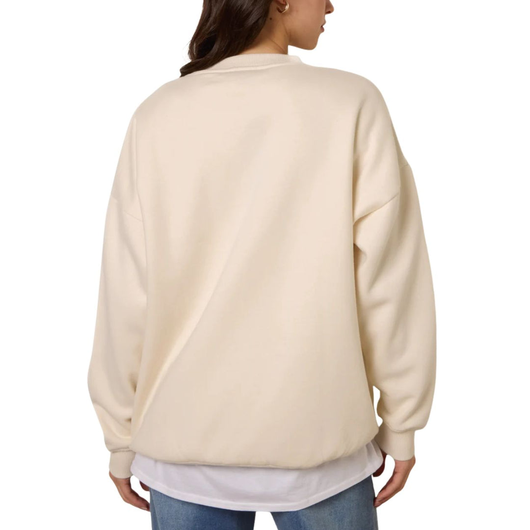 Weekend Vanilla Crew Neck Motif Cotton Sweatshirt - Sugarplum Boutique