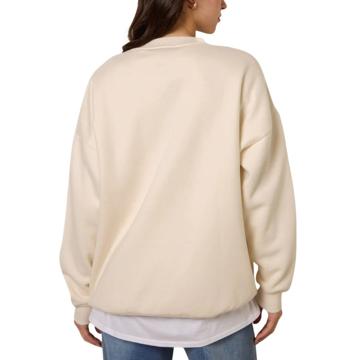 Weekend Vanilla Crew Neck Motif Cotton Sweatshirt - Sugarplum Boutique