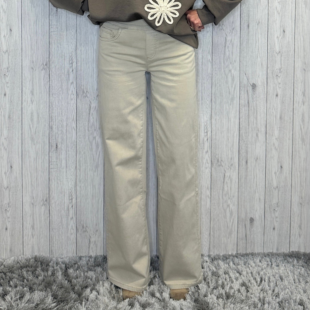 Will Stone Wide Leg Cotton Mix Soft Waistband Jeans - Sugarplum Boutique