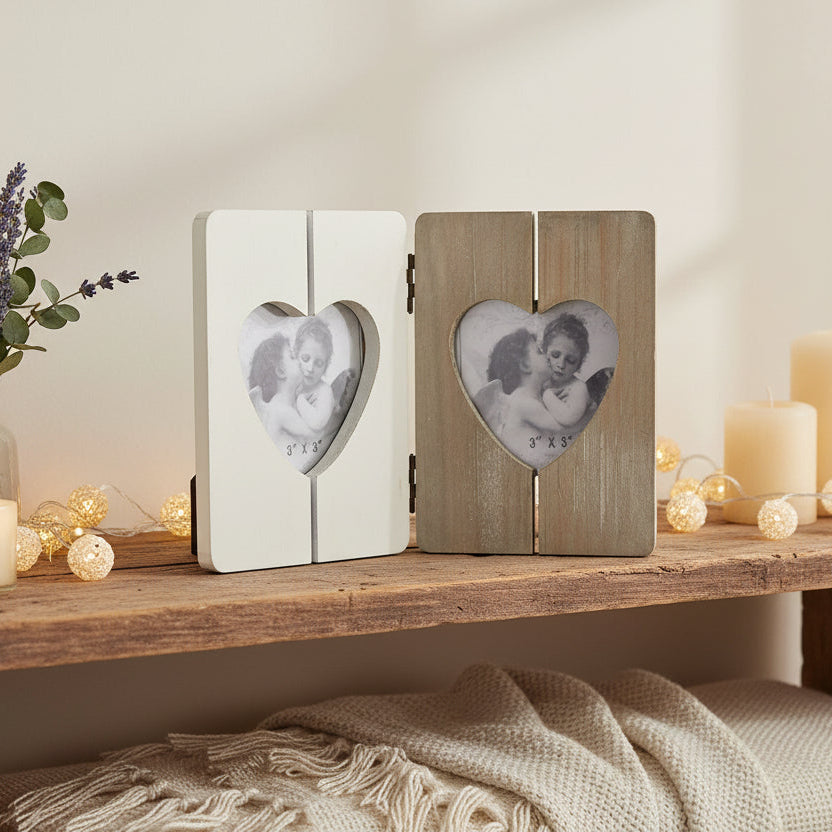 Wooden Double Heart Photo Frame - Sugarplum Boutique