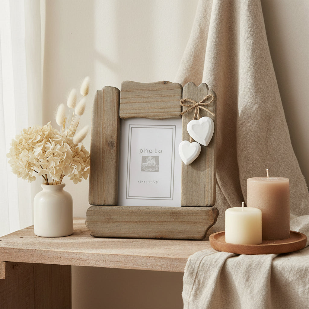 Wooden Photo Frame With Hearts - Sugarplum Boutique