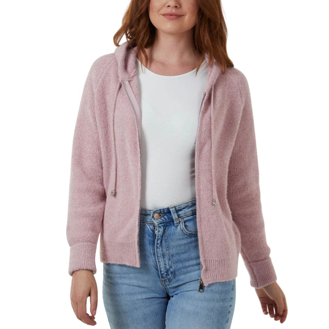 Zelly Vintage Pink Zip Up Cosy Cardigan - Sugarplum Boutique