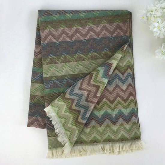 Zig Zag Tassel Wool-Mix-Winter Scarf Green - Sugarplum Boutique