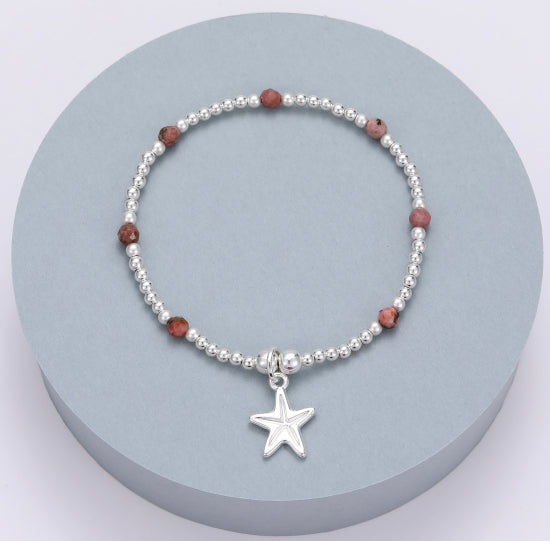 Shona Starfish Mocha Bracelet Silver - Sugarplum Boutique
