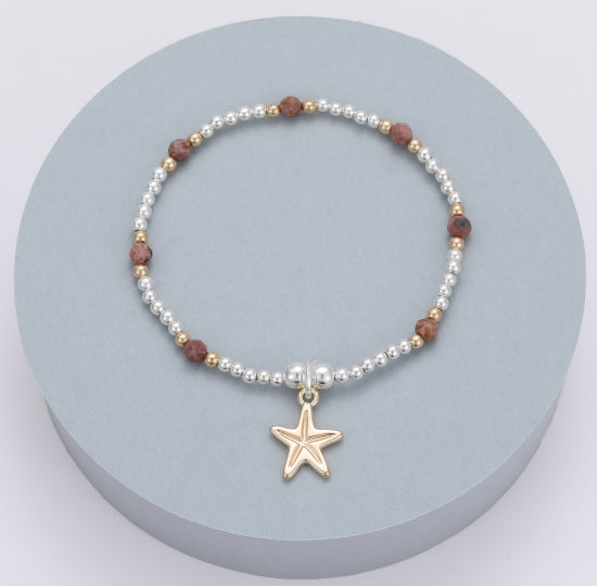 Shona Starfish Mocha Bracelet Rose Gold - Sugarplum Boutique