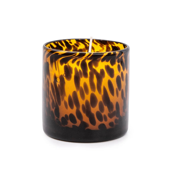 Mottled Amber & Black Glass Candle - Sugarplum Boutique