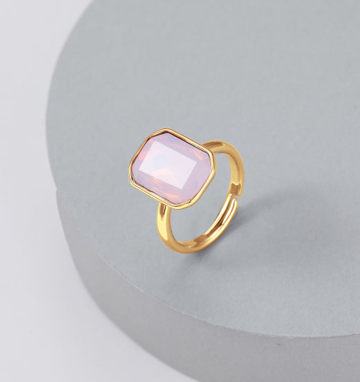 Lizzy Pink Frosted Rectangle Fashion Ring - Sugarplum Boutique