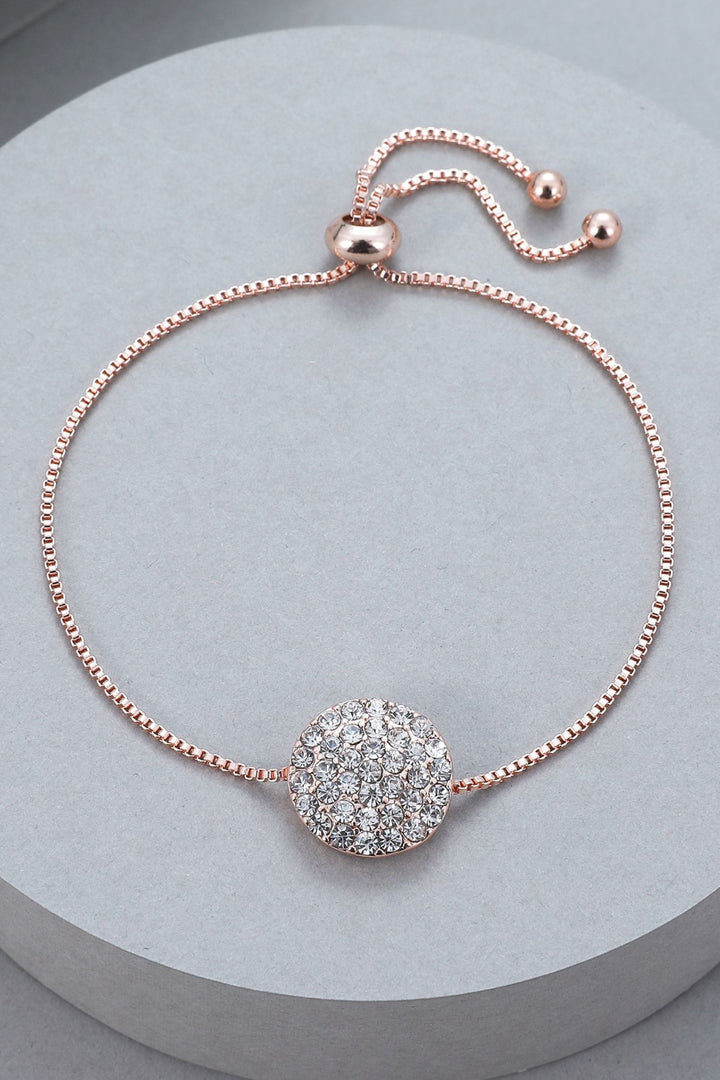 Ally Solid Diamante Circle Friendship Bracelet Rose Gold - Sugarplum Boutique