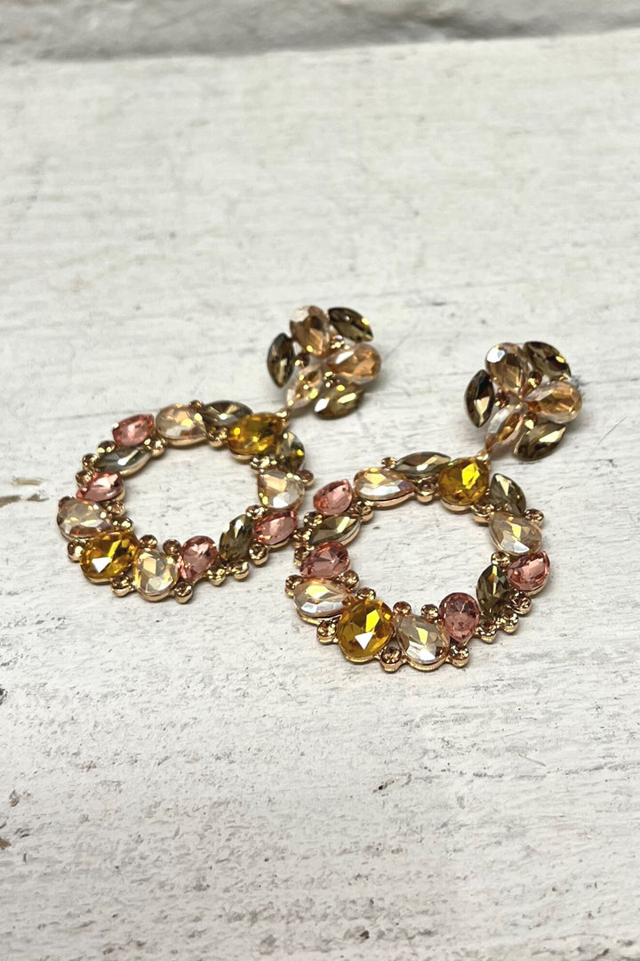 Amy Diamante Drop Earrings Gold - Sugarplum Boutique