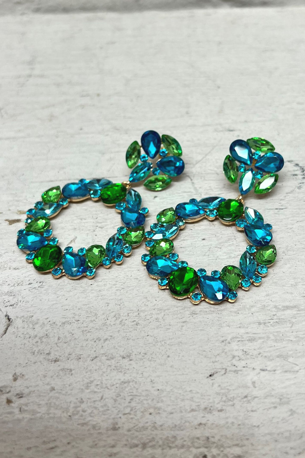 Amy Diamante Drop Earrings Turquoise - Sugarplum Boutique