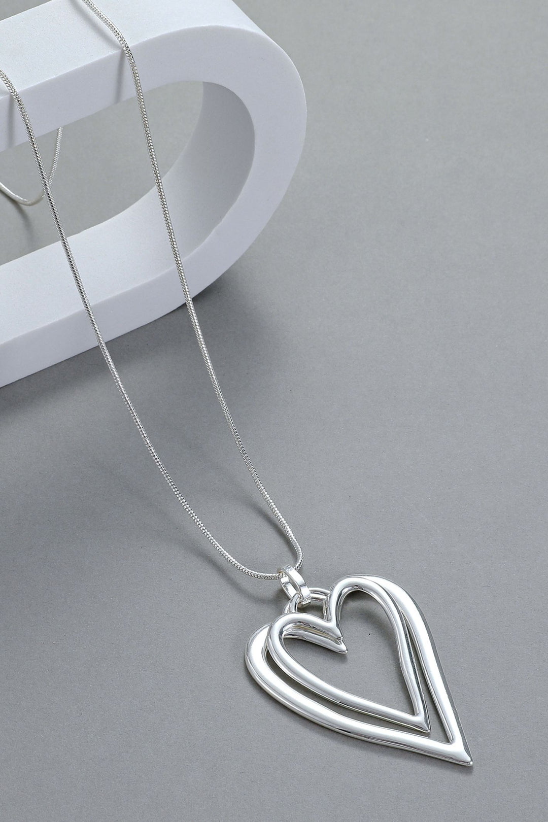 Angel Heart Long Necklace Silver - Sugarplum Boutique