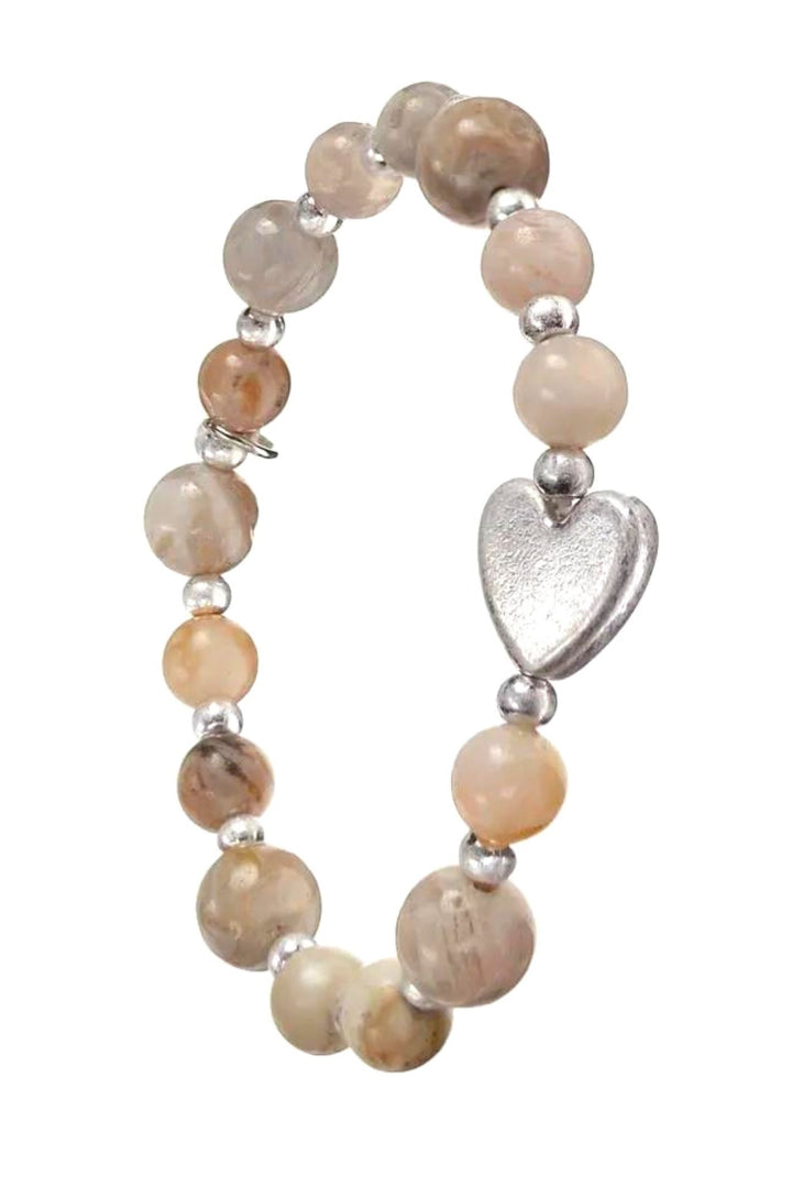 Bette Bead Heart Bracelet Agate - Sugarplum Boutique