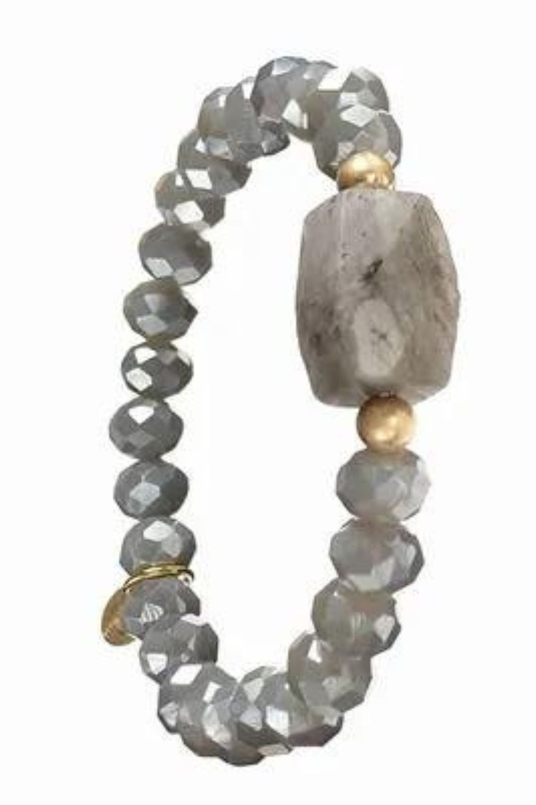 Billie Barrel Stone Bracelet Grey - Sugarplum Boutique