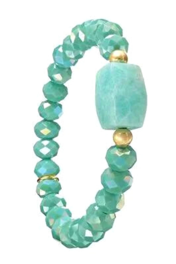 Billie Barrel Stone Bracelet Turquoise - Sugarplum Boutique