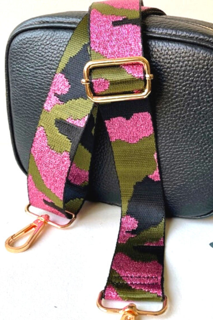 Camouflage Print Interchangeable Bag Strap Khaki Black Pink - Sugarplum Boutique