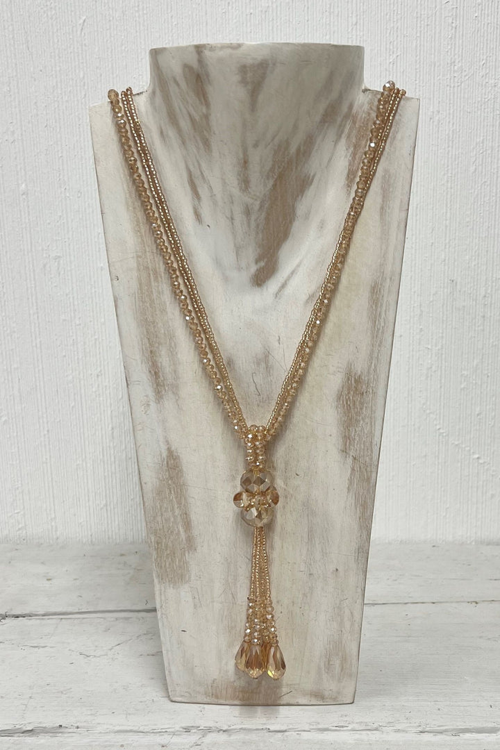Carlie Crystal Long Necklace Gold - Sugarplum Boutique