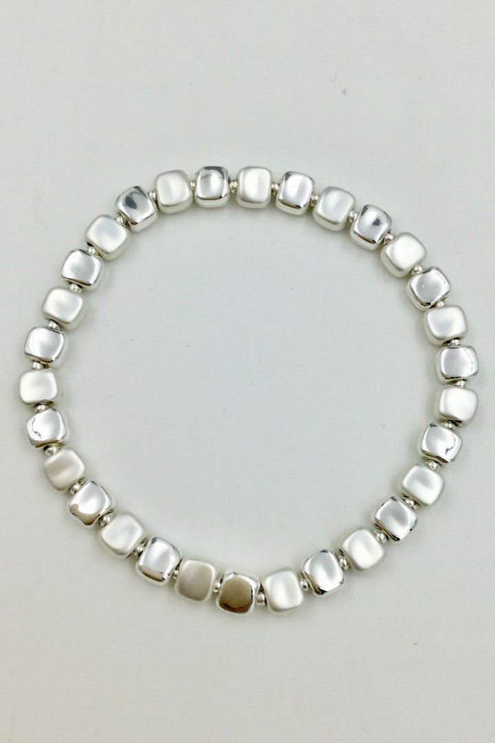 Chloe Squares Stones Bracelet Silver - Sugarplum Boutique