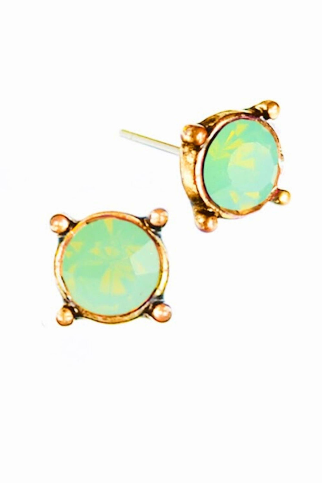 Classic Claw Set Crystal Stud Earrings Opal Aqua- Sugarplum Boutique