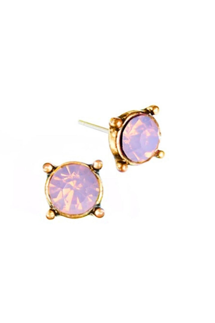 Classic Claw Set Crystal Stud Earrings Opal Rose Gold - Sugarplum Boutique