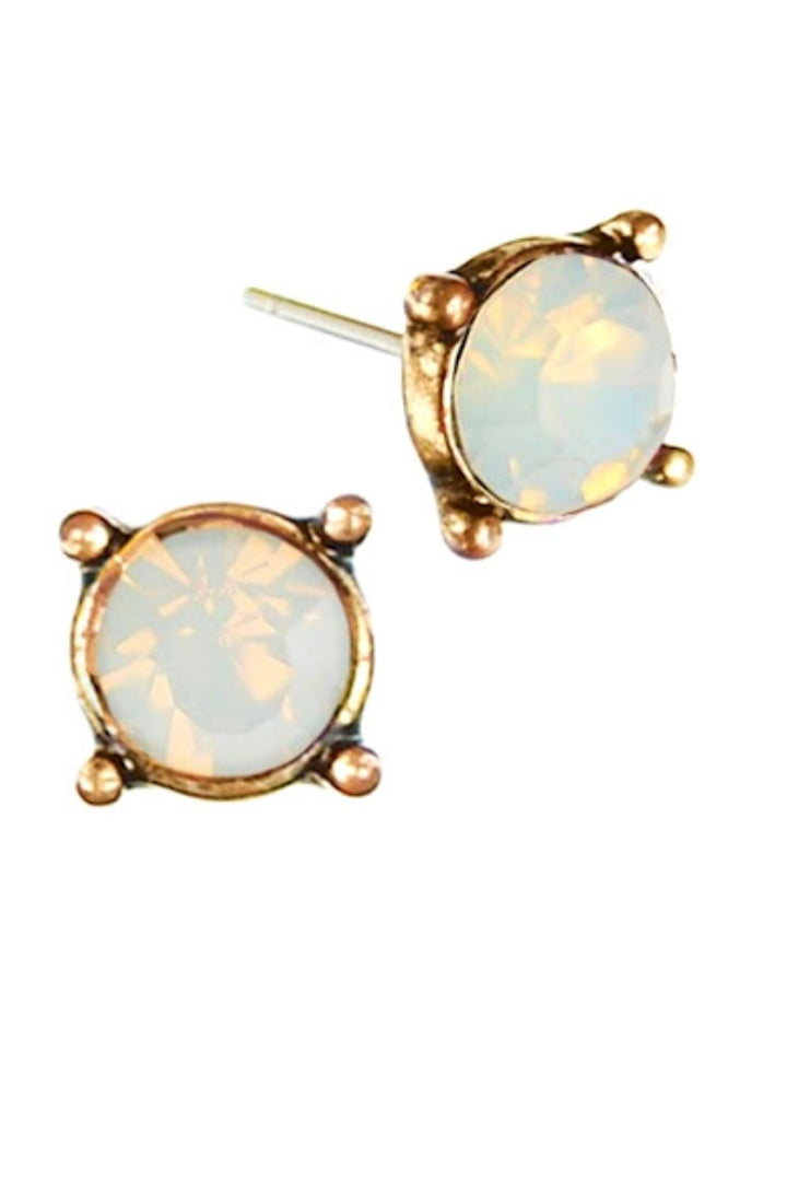 Classic Claw Set Crystal Stud Earrings Opal - Sugarplum Boutique