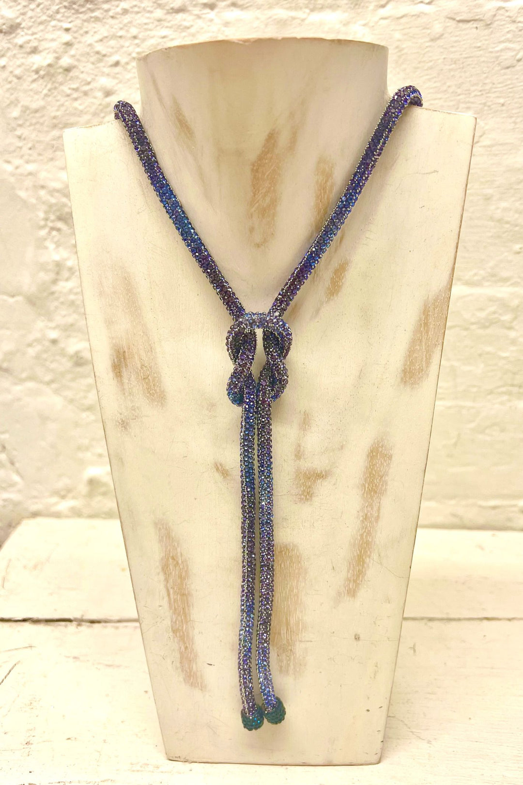 Davis Diamante Knot Necklace Blue - Sugarplum Boutique