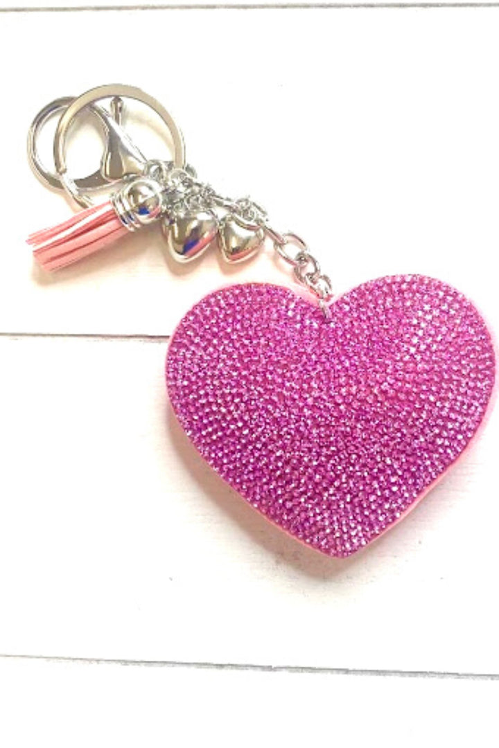 Diamante Heart Keyring Pink - Sugarplum Boutique