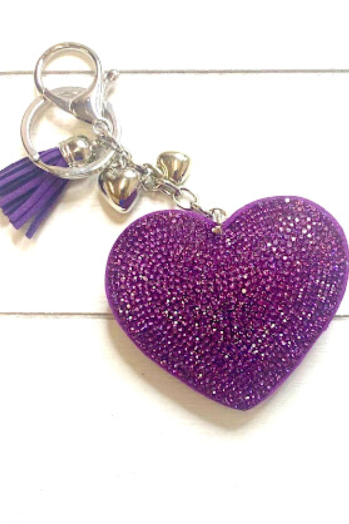 Diamante Heart Keyring Purple - Sugarplum Boutique