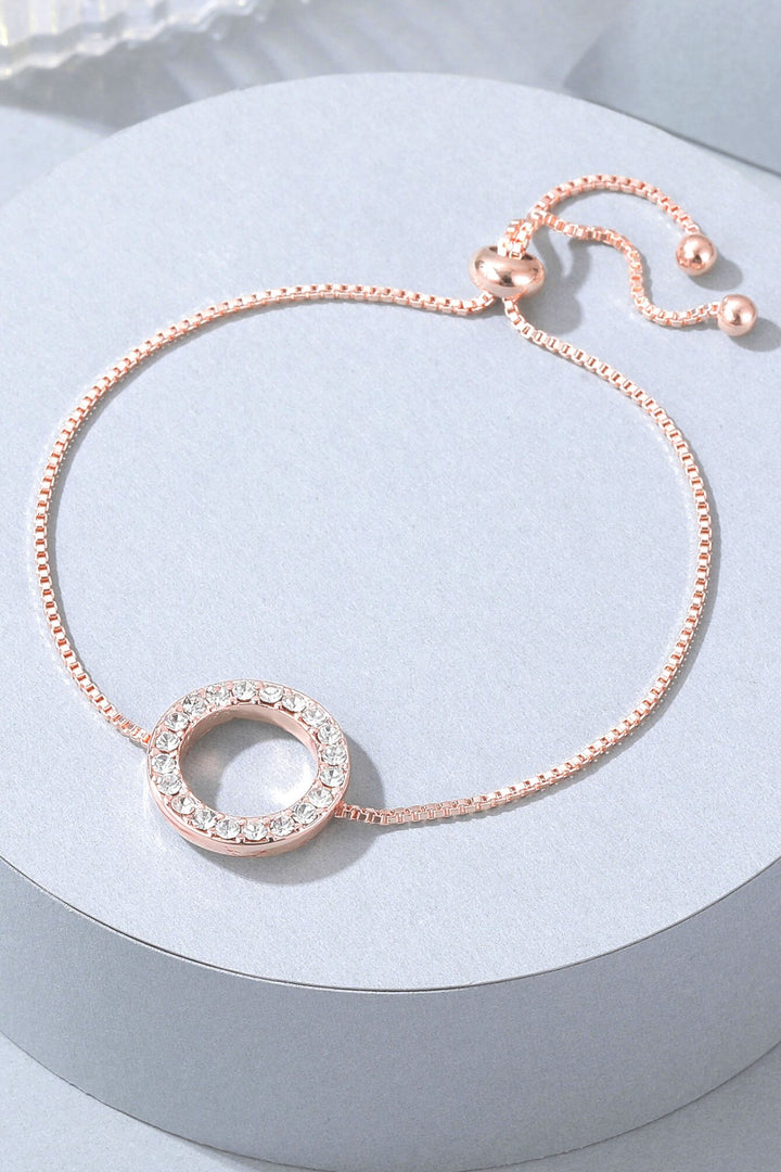 Joanie Open Circle Diamante Friendship Bracelet Rose Gold - Sugarplum Boutique